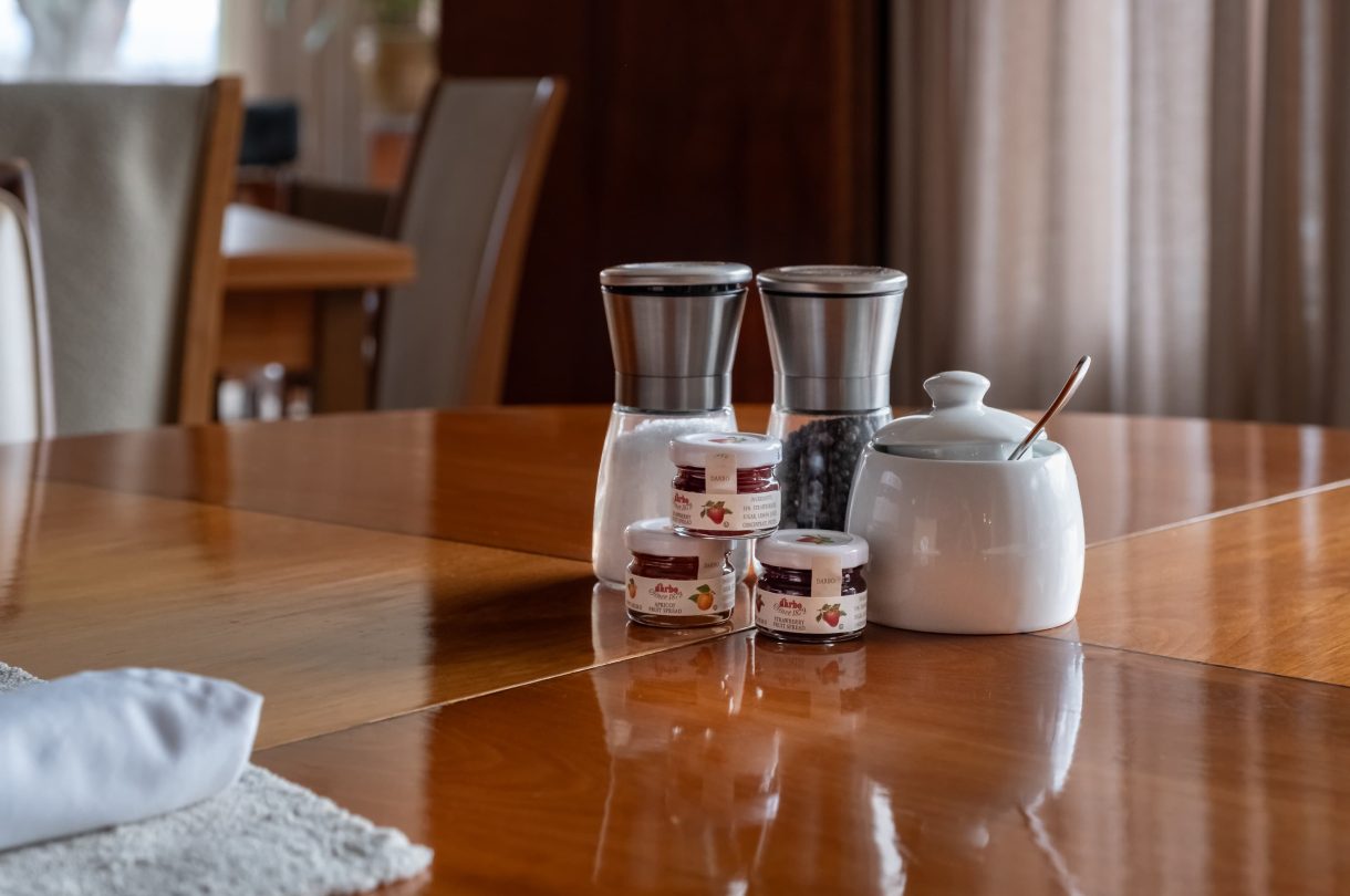 Condiments on the dining table