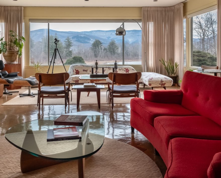 Common area living room with views of mountains at our Williamstown, MA inn