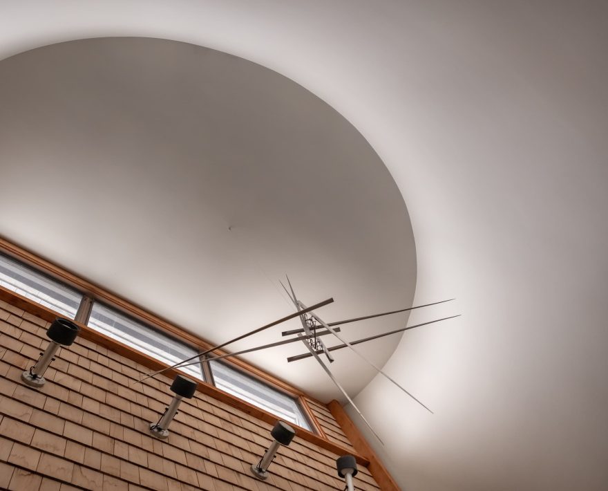 Sculpture and lighting up in the ceiling of The Folly