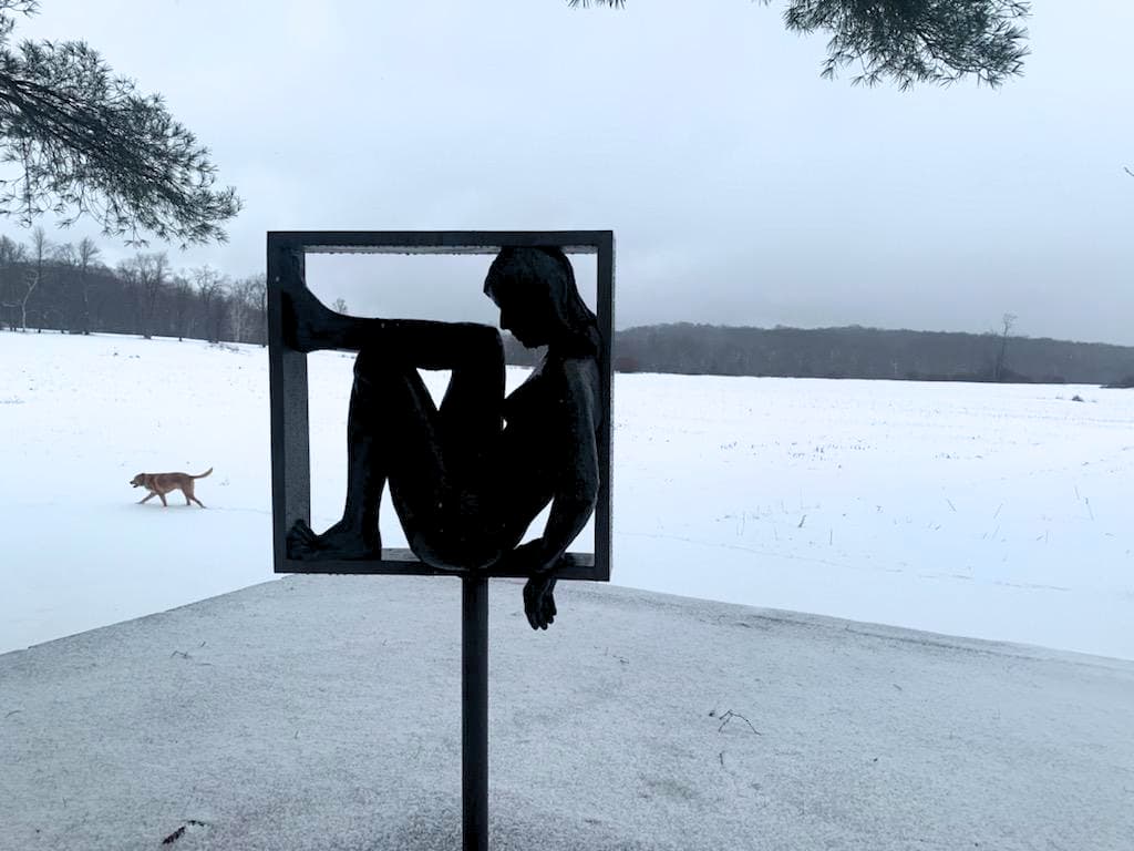 Sandy in the Square sculpture in Winter