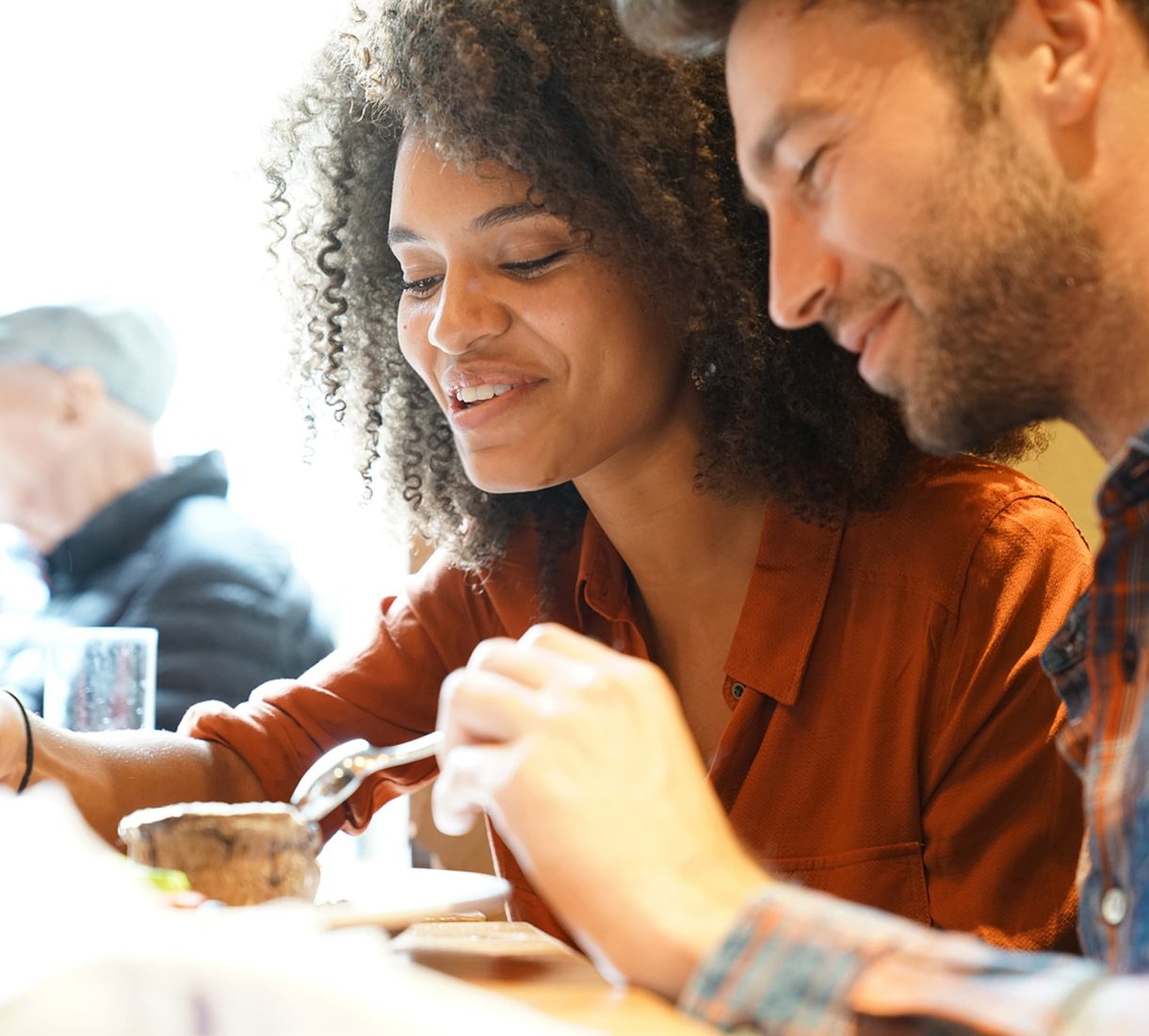 Couple eating breakfast