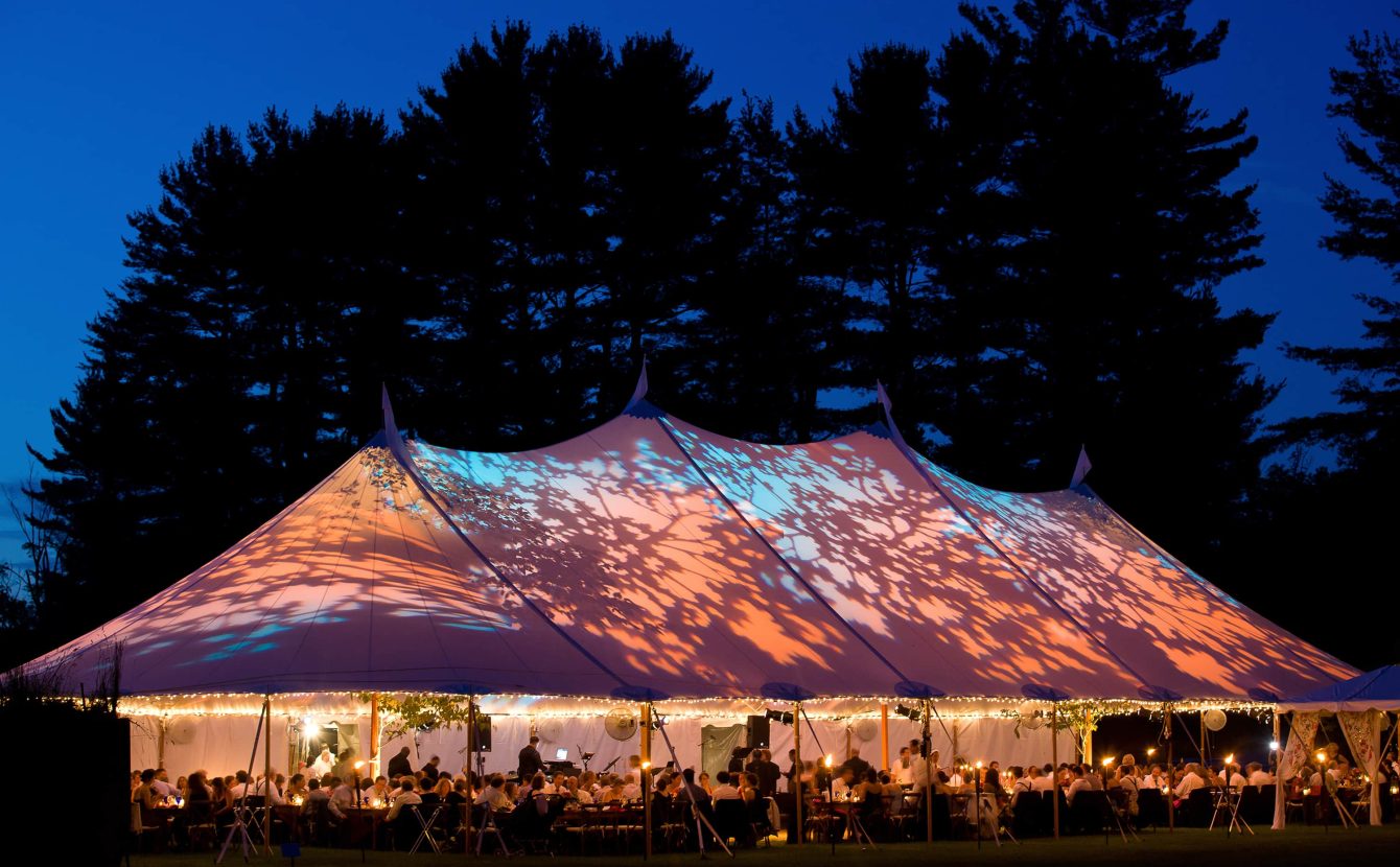 Event tent at night