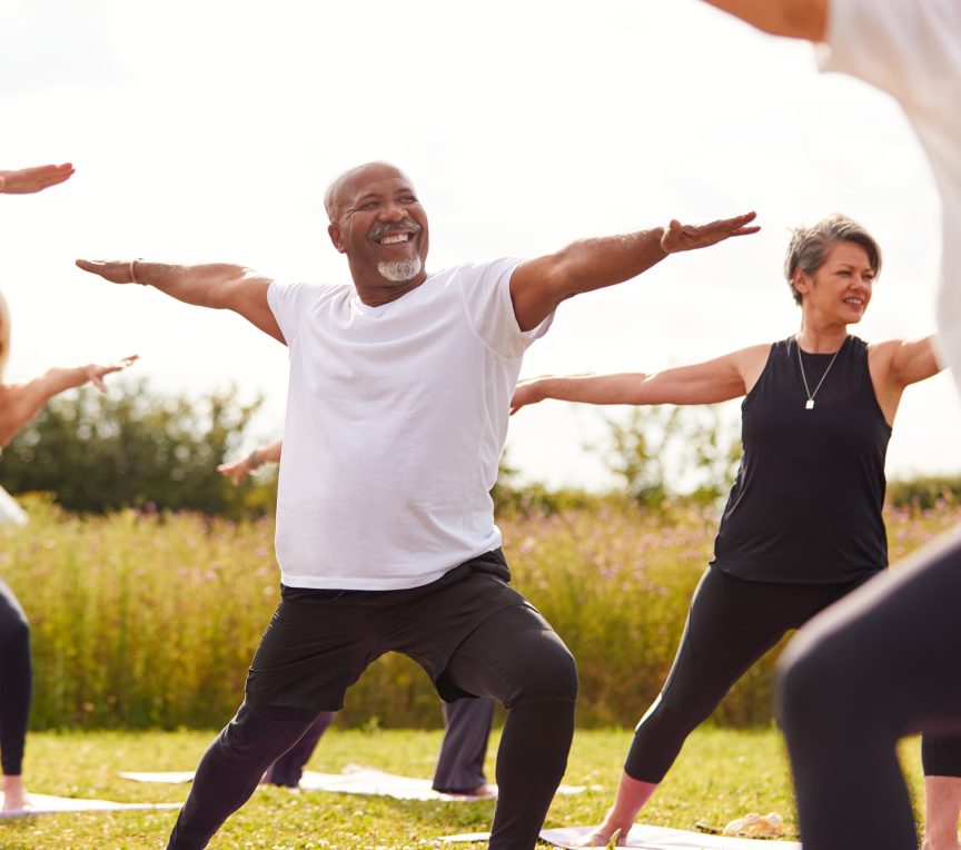 Yoga class during a group retreat